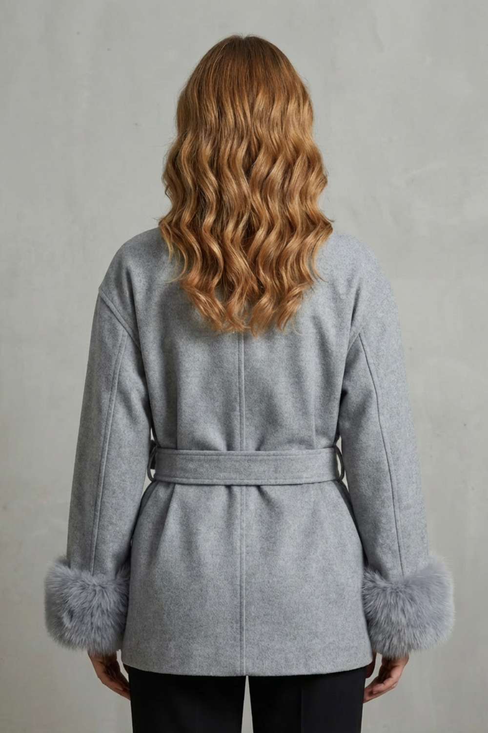 Elodie – Luxe Woolen Coat with Faux Fur Cuffs & Belted Wrap Design-10508127469911-ZARA MAE LONDON