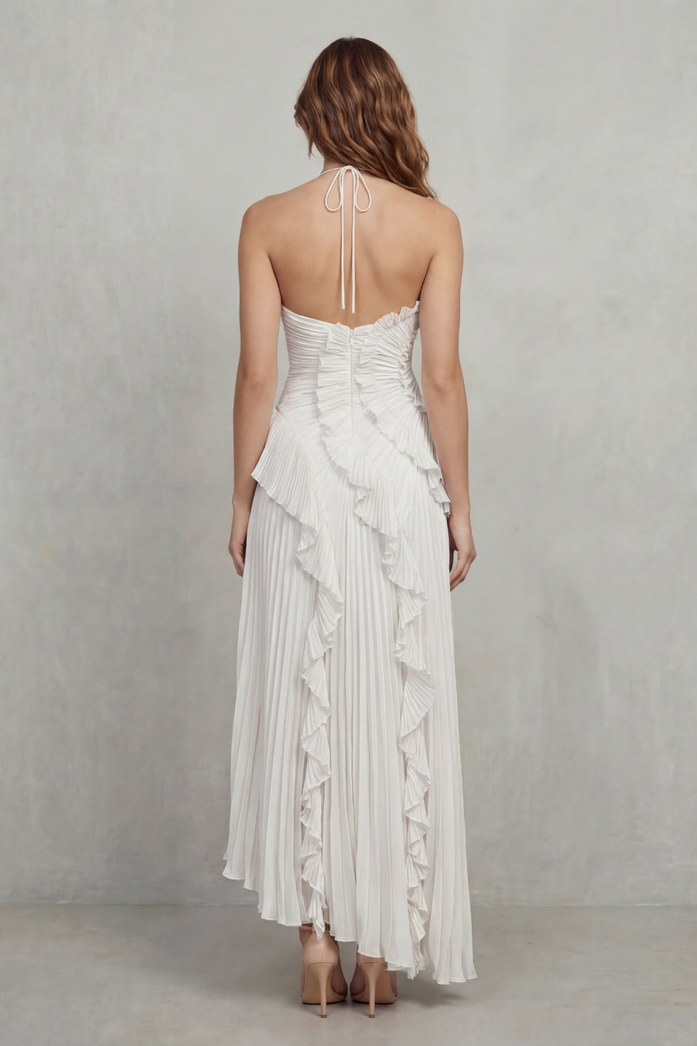 Lavirea – Sculpted pleats – One-shoulder midi dress-10488081252695-ZARA MAE LONDON