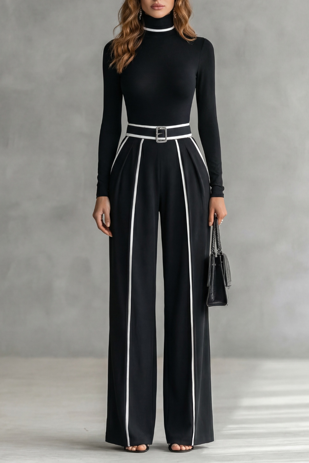 Lunaira – Contrast piping detail – High-neck jumpsuit-10434813133143-ZARA MAE LONDON