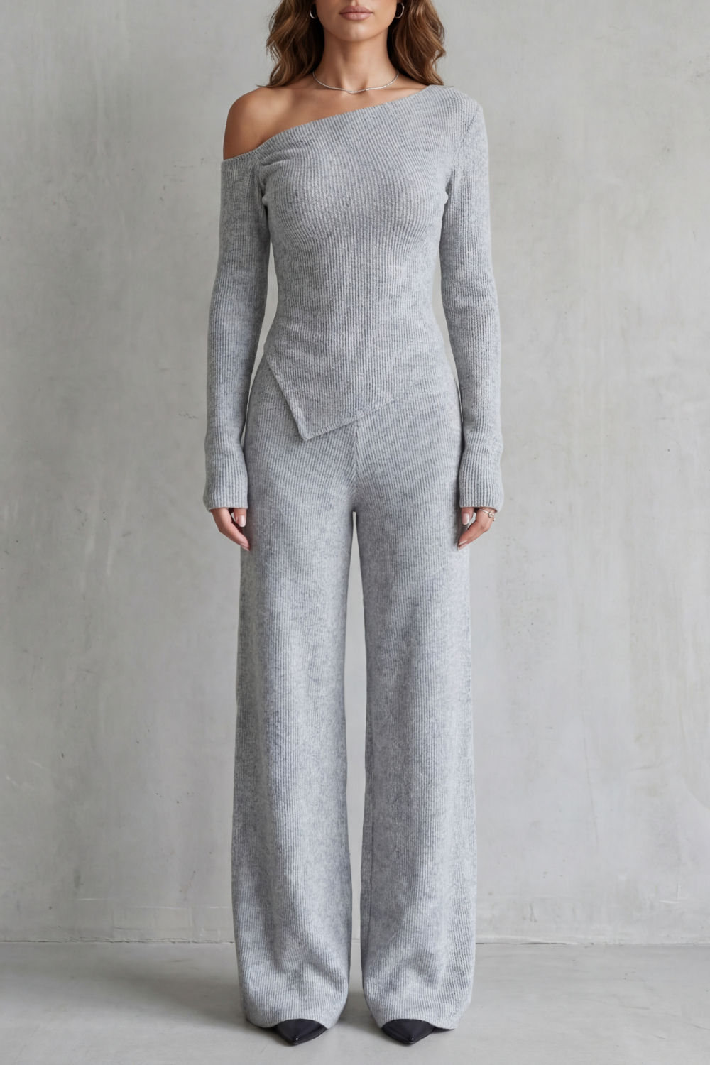 Lunavie – Asymmetric neckline – Knit lounge set-10494038344023-ZARA MAE LONDON