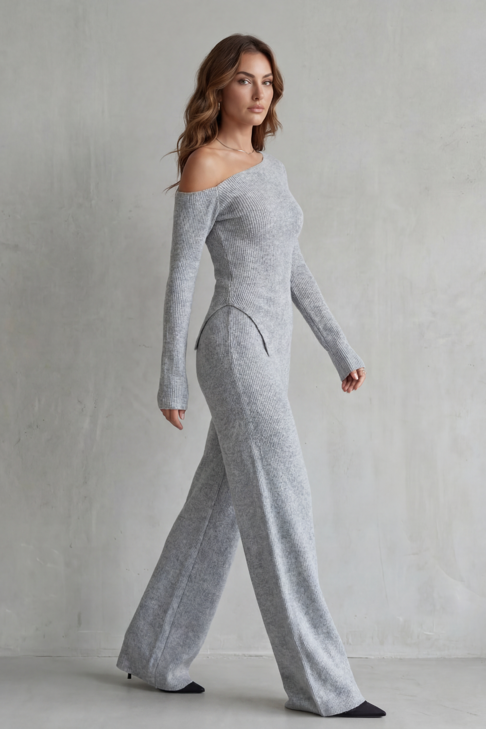 Lunavie – Asymmetric neckline – Knit lounge set-10494038344023-ZARA MAE LONDON