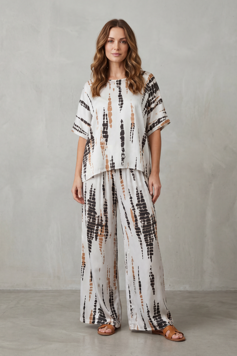Marie – Abstract Print Detail – Wide-Leg Lounge Set-10490775208279-ZARA MAE LONDON
