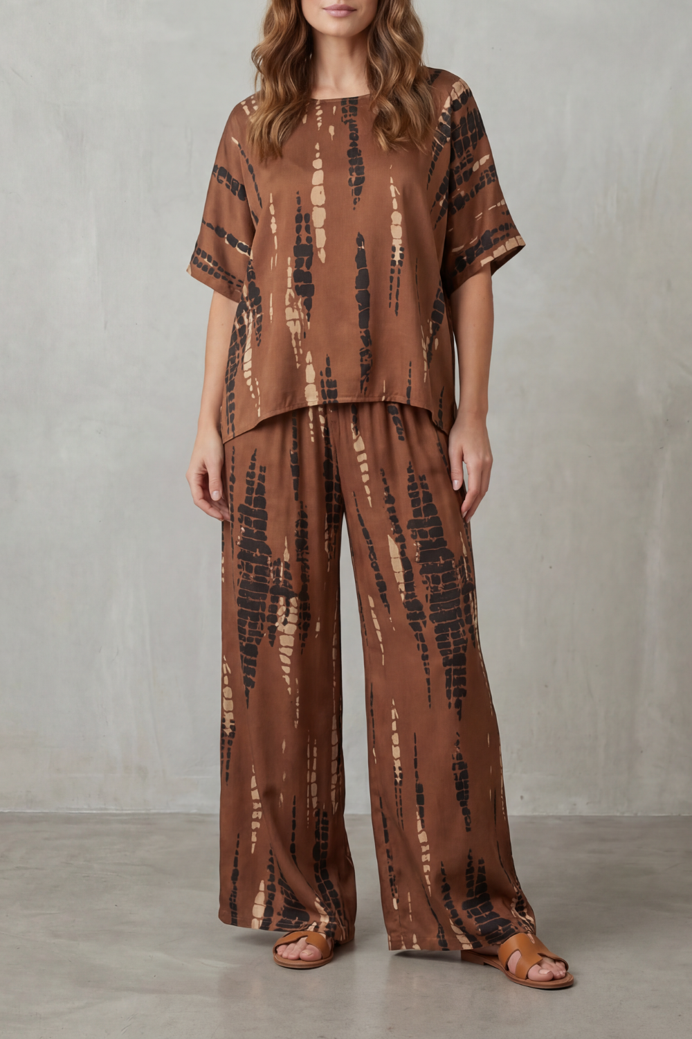 Marie – Abstract Print Detail – Wide-Leg Lounge Set-10490775208279-ZARA MAE LONDON