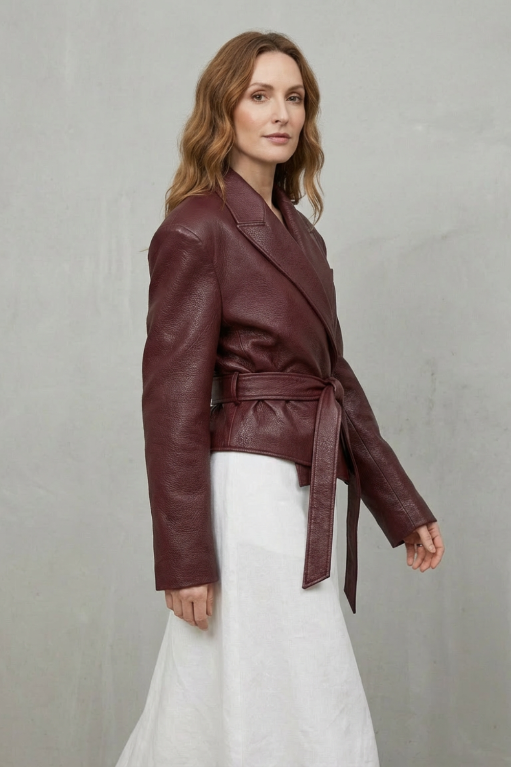 Mirella – Faux Leather Belted Blazer – Sculpted Modern Jacket-10494046568791-ZARA MAE LONDON