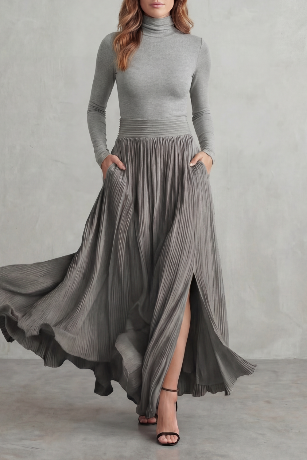 Neravelle – Pleated flow silhouette – Two-piece turtleneck set-10434809364823-ZARA MAE LONDON