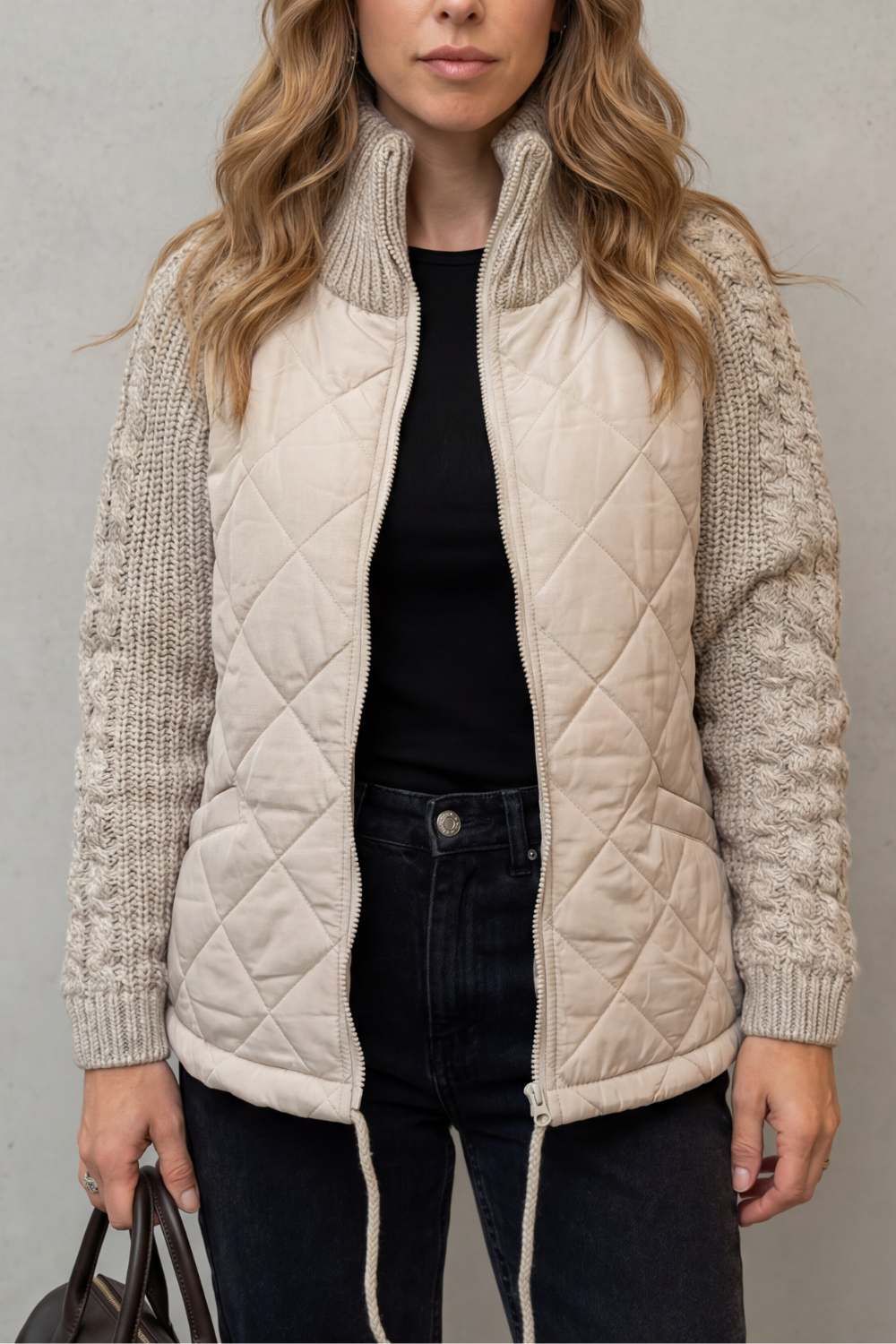 Norcetta – Textured knit detail – Quilted puffer jacket-10469896716631-ZARA MAE LONDON
