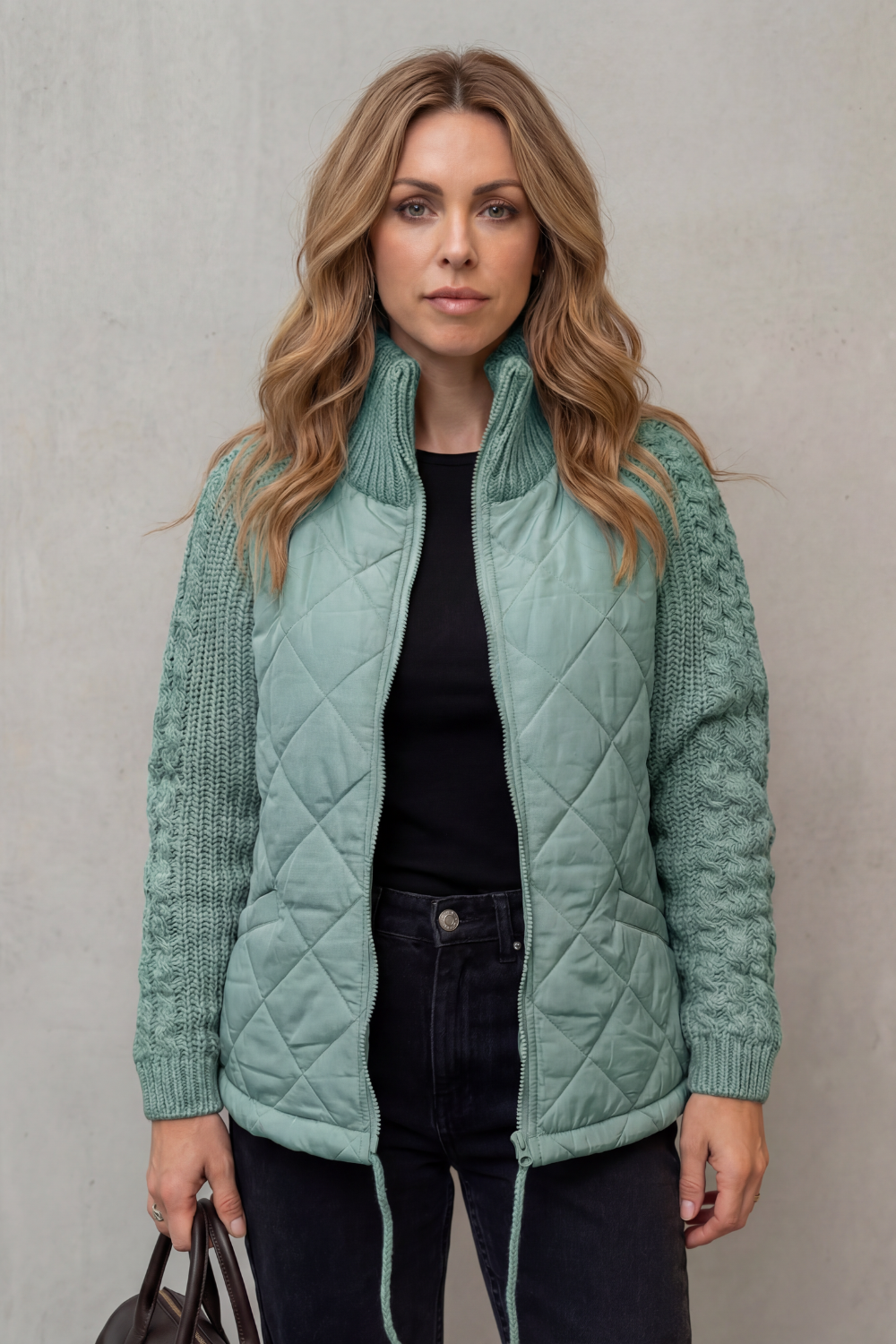 Norcetta – Textured knit detail – Quilted puffer jacket-10469896716631-ZARA MAE LONDON