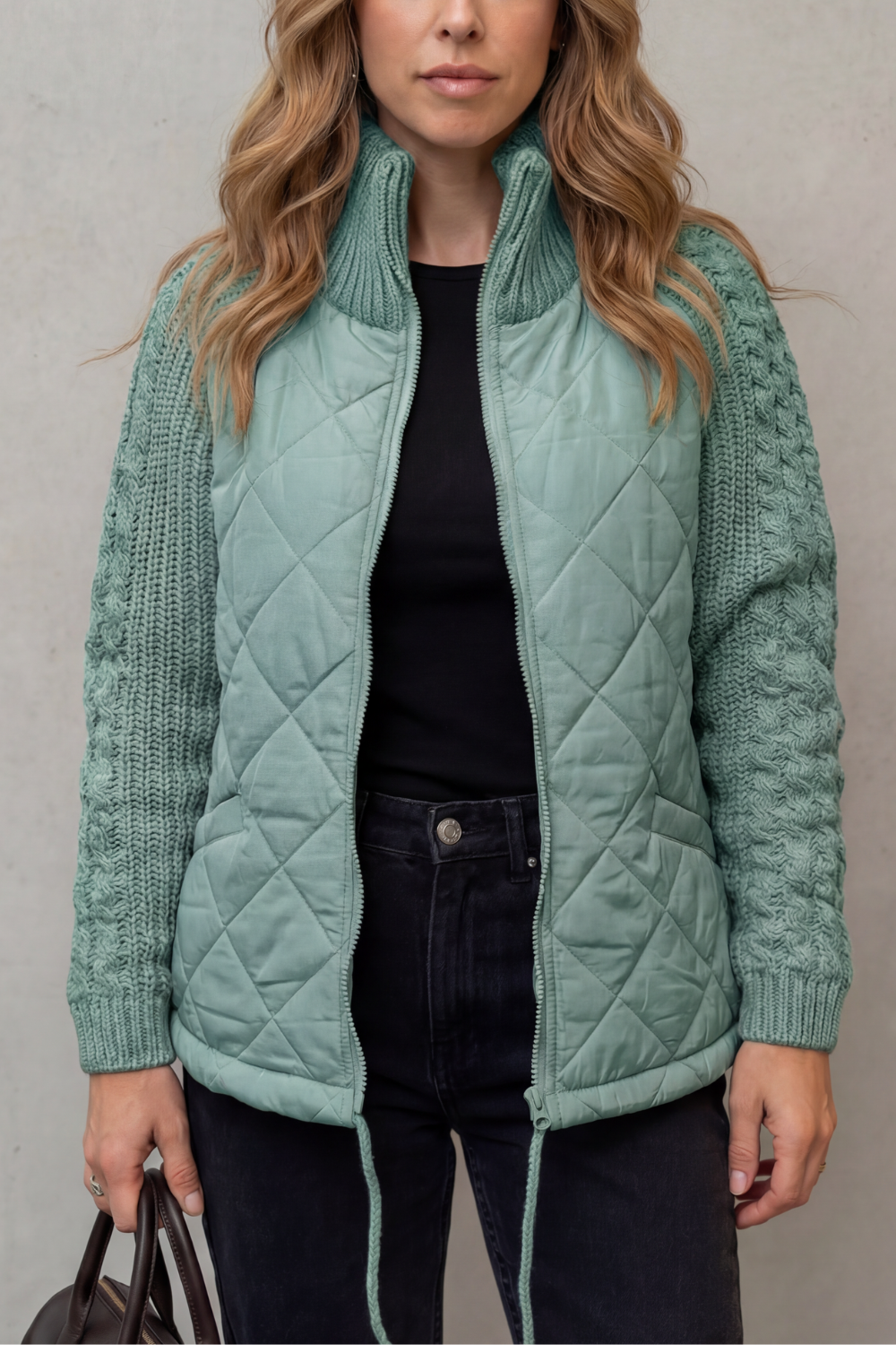 Norcetta – Textured knit detail – Quilted puffer jacket-10469896716631-ZARA MAE LONDON