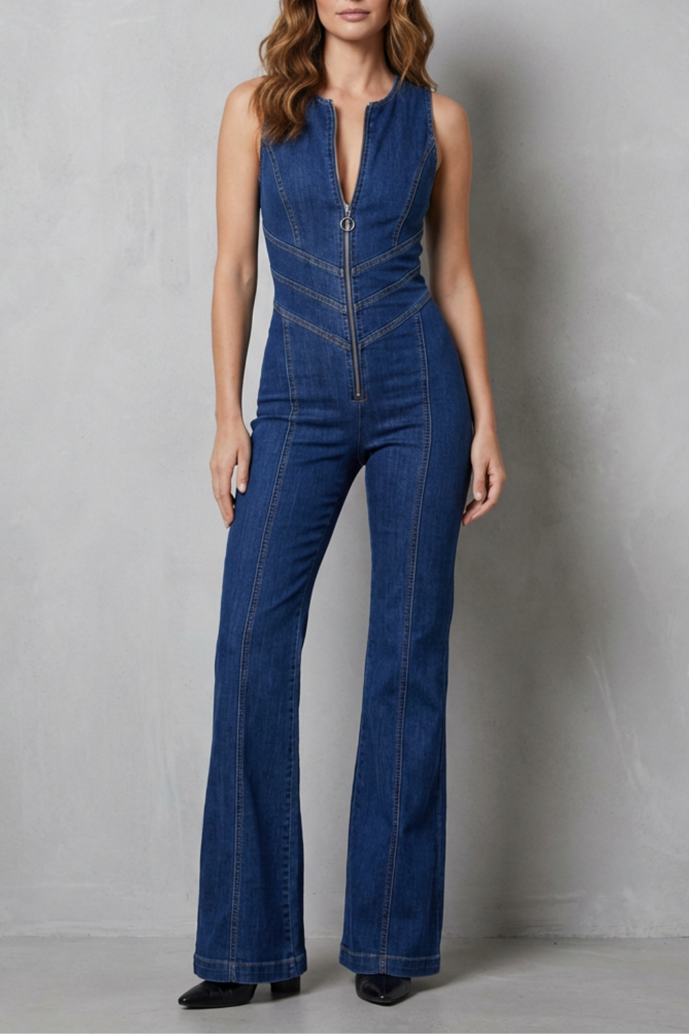 Rivazze – Zip front sculpt – Denim jumpsuit-10510339998039-ZARA MAE LONDON