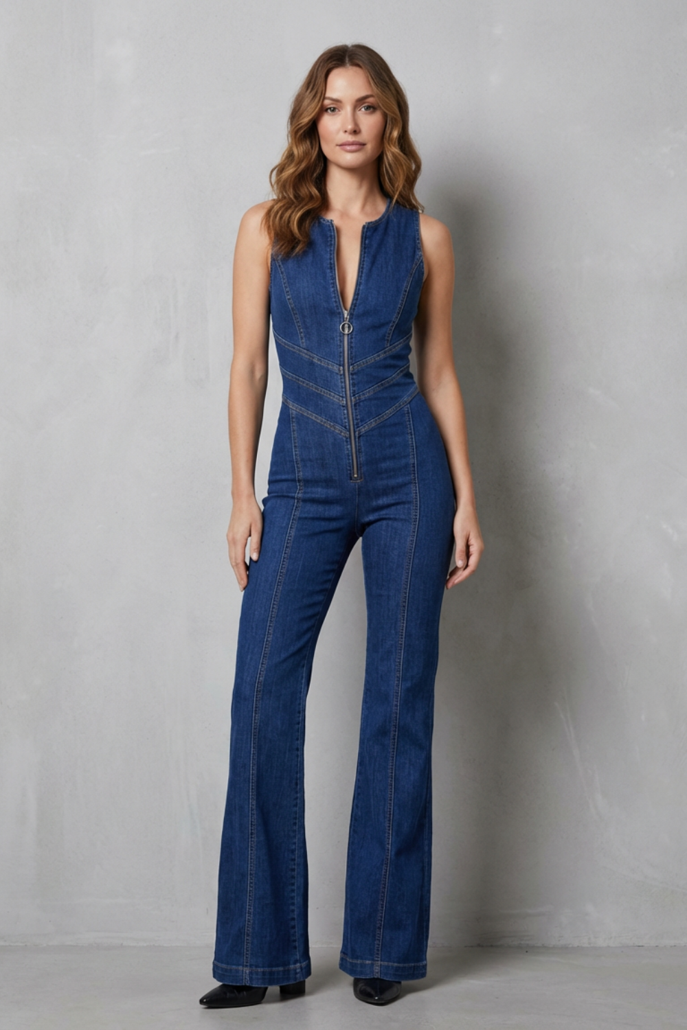 Rivazze – Zip front sculpt – Denim jumpsuit-10510339998039-ZARA MAE LONDON