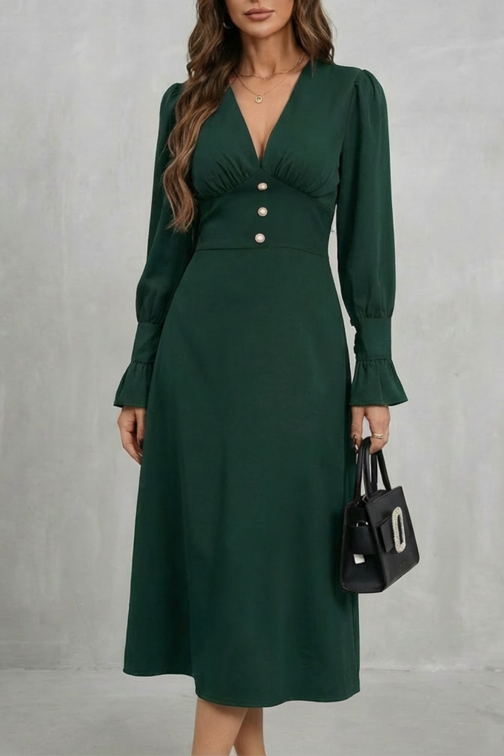 Serafina – Pearl button detail – Midi shirt dress-10510188282199-ZARA MAE LONDON