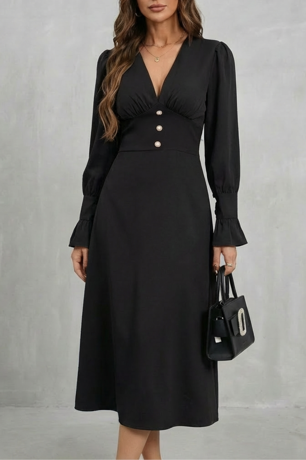 Serafina – Pearl button detail – Midi shirt dress-10510188282199-ZARA MAE LONDON