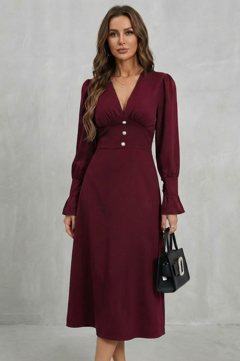 Serafina – Pearl button detail – Midi shirt dress-10510188282199-ZARA MAE LONDON