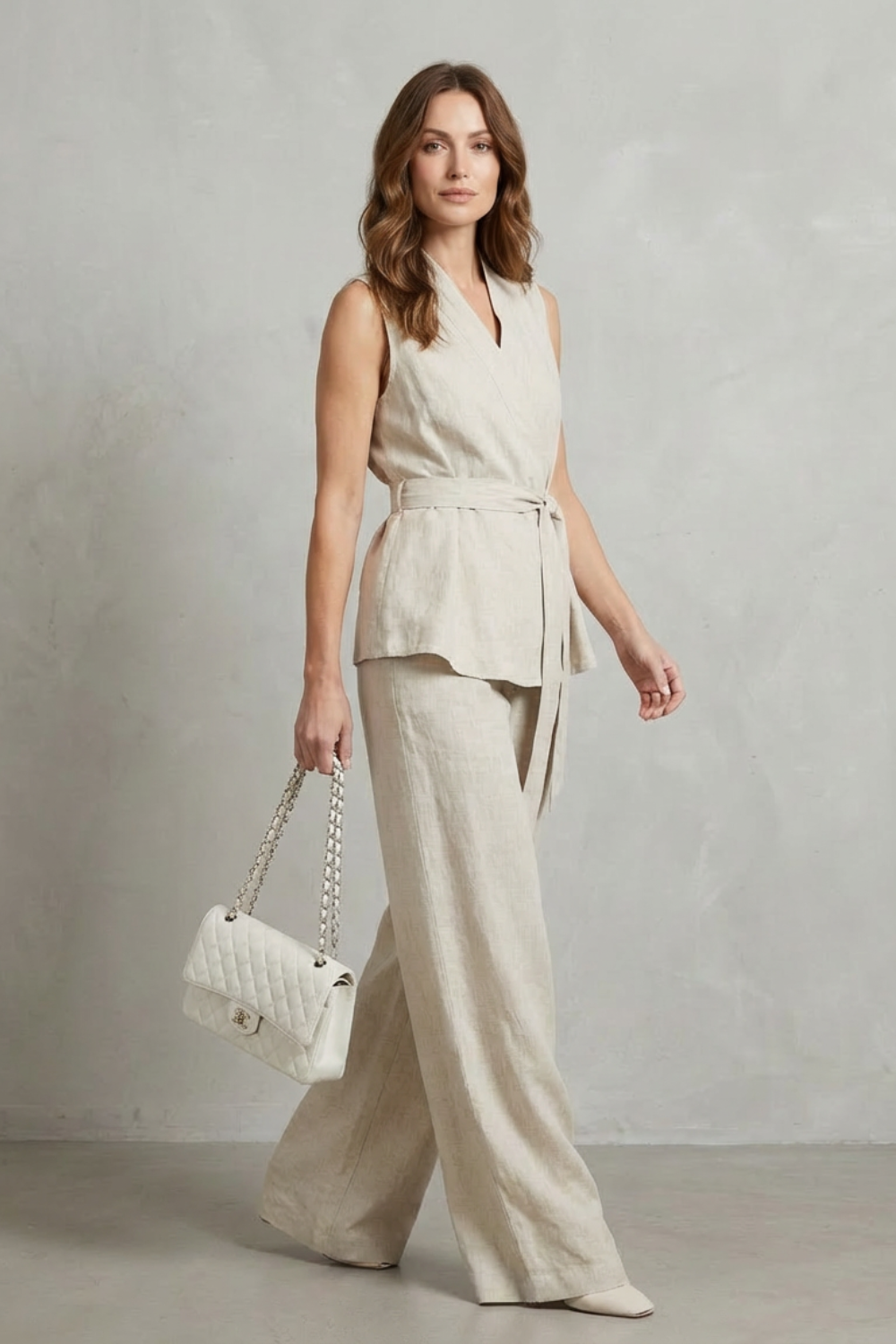 Serina – Sleeveless V-Neck Set – Summer Bow Tie Two-Piece-10510556987735-ZARA MAE LONDON