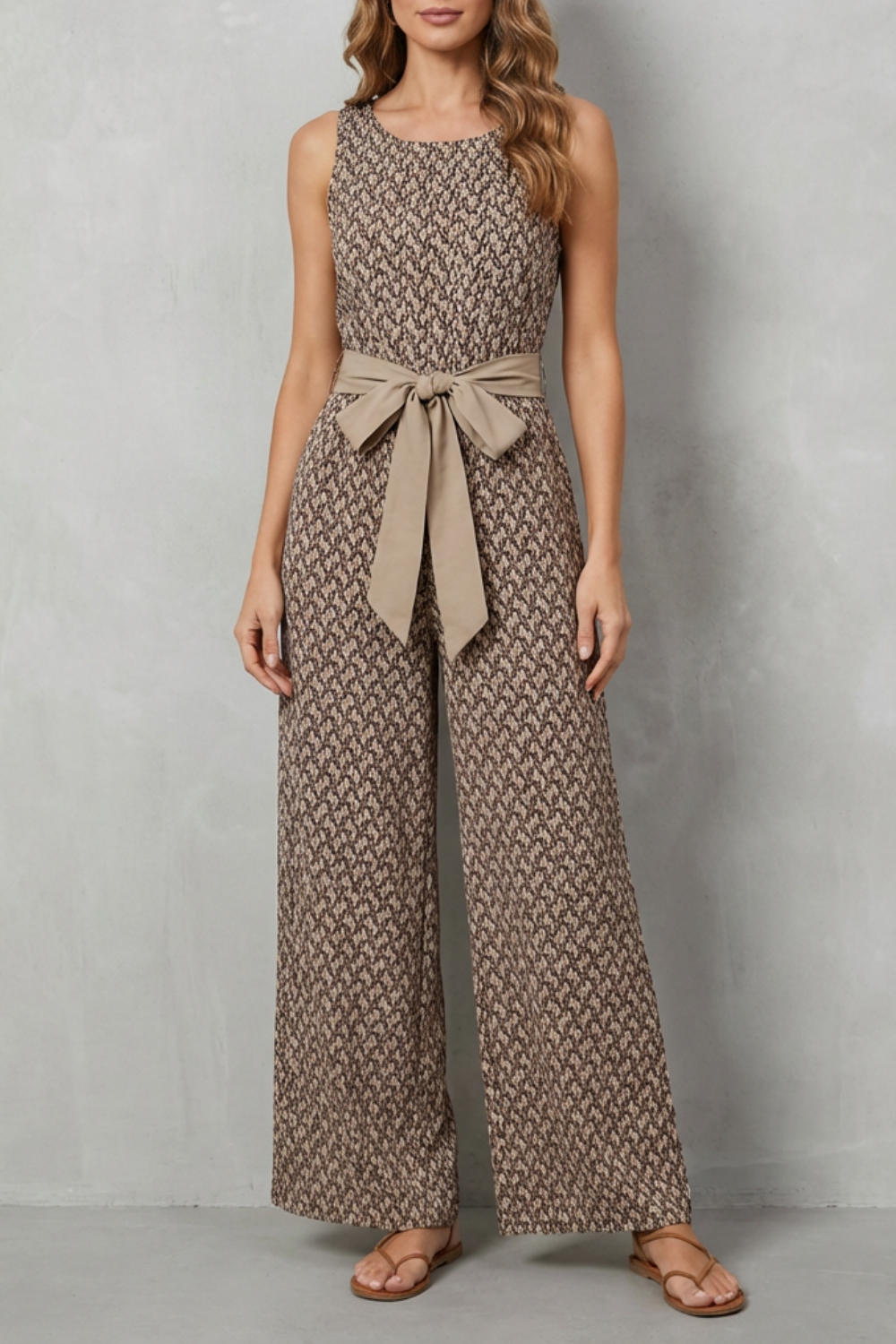 Solanette – Printed tie-waist – Sleeveless jumpsuit-10510448197975-ZARA MAE LONDON