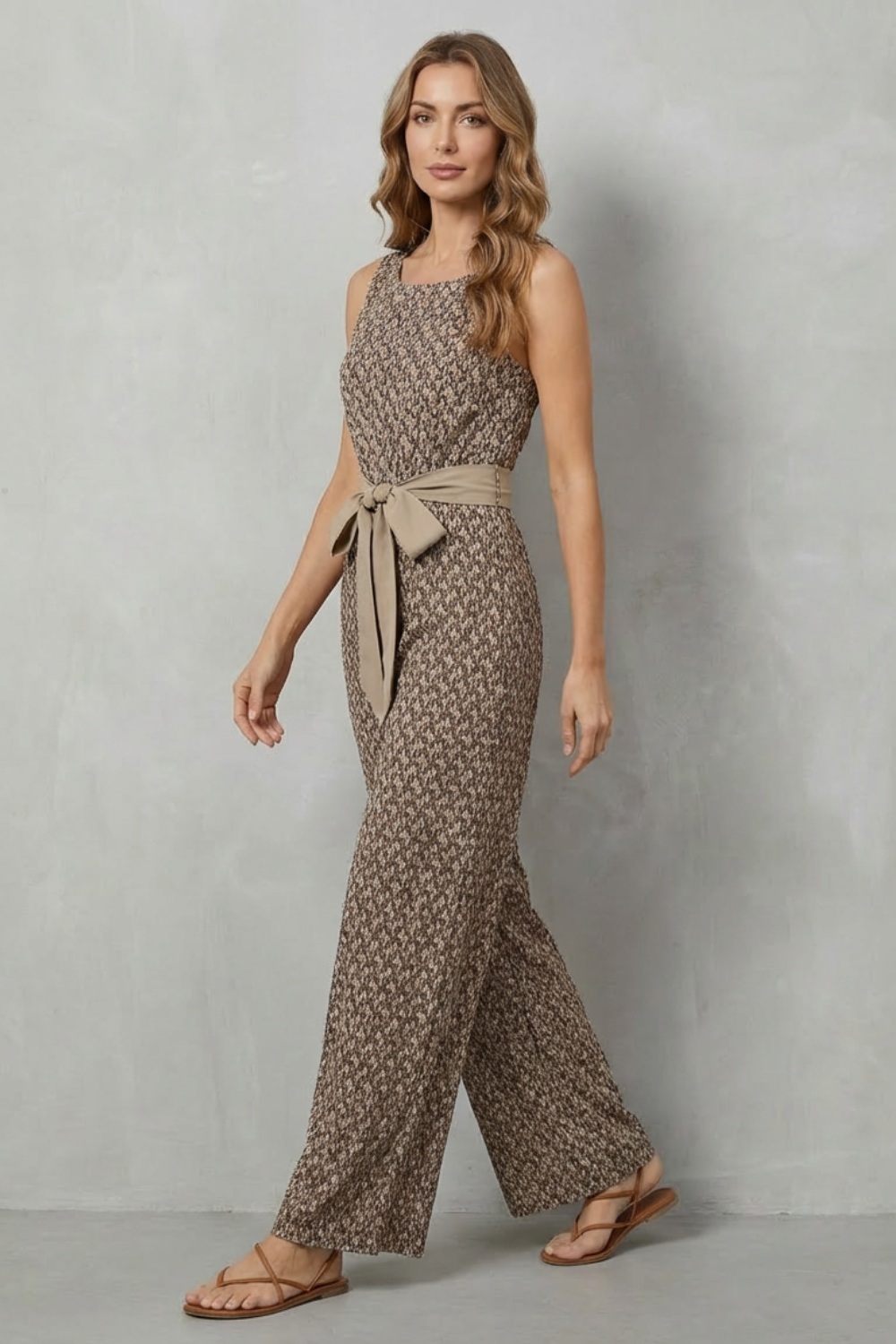 Solanette – Printed tie-waist – Sleeveless jumpsuit-10510448197975-ZARA MAE LONDON