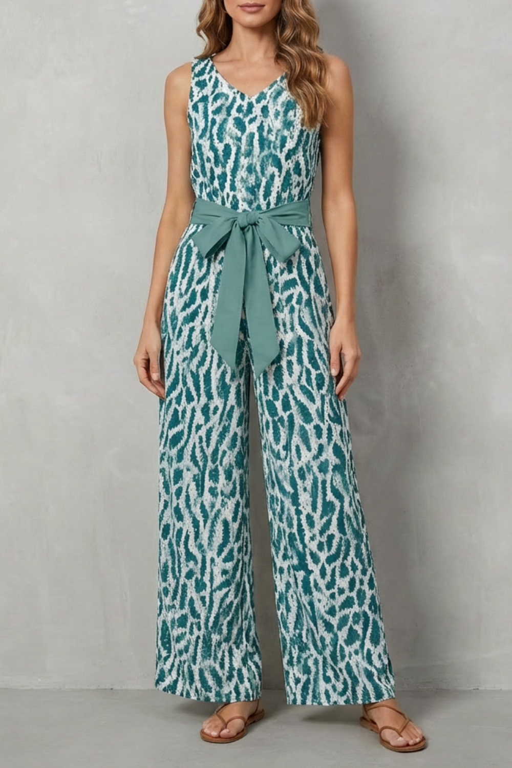 Solanette – Printed tie-waist – Sleeveless jumpsuit-10510448197975-ZARA MAE LONDON