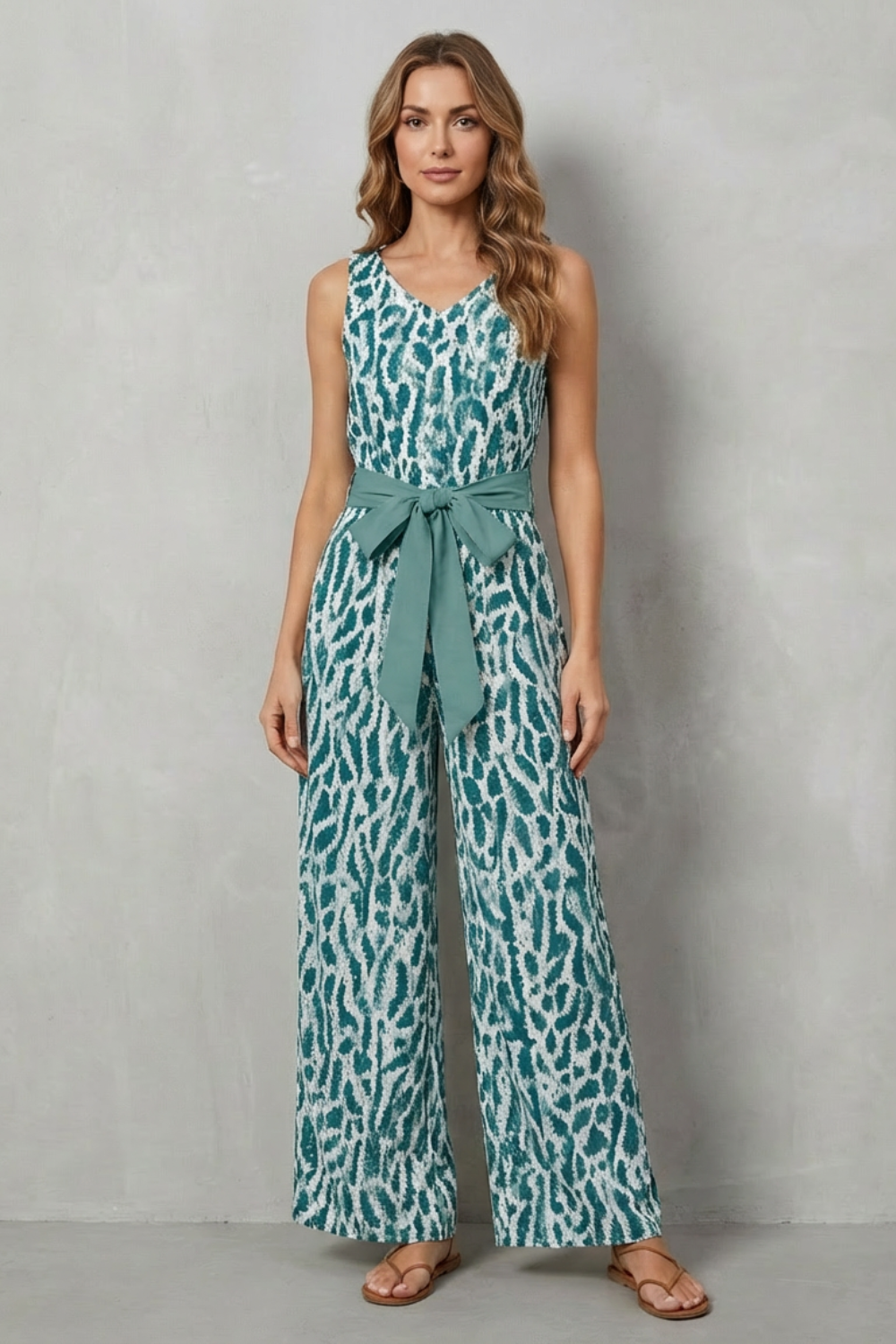 Solanette – Printed tie-waist – Sleeveless jumpsuit-10510448197975-ZARA MAE LONDON