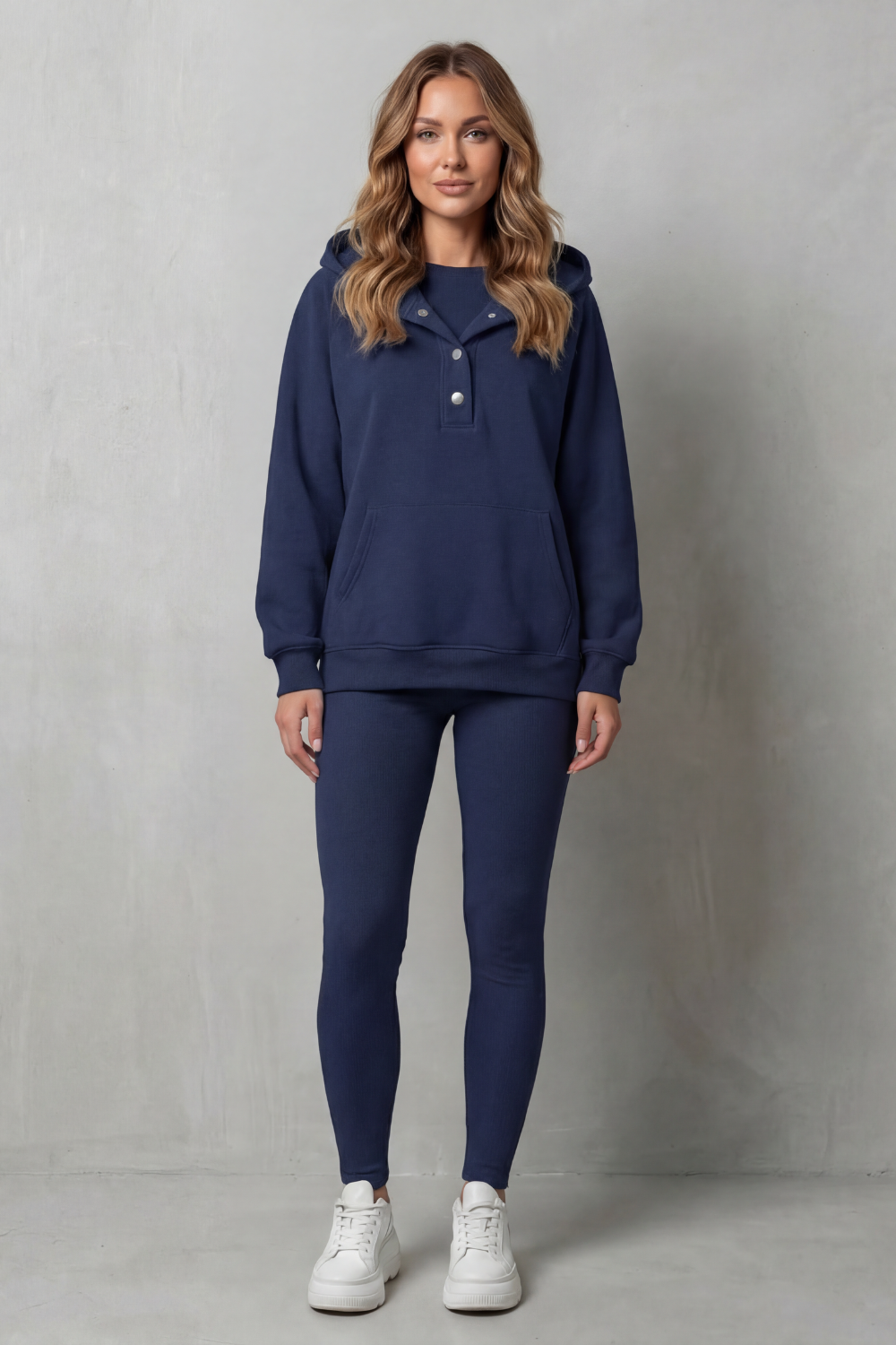 Thalina – Button detail hoodie – Cozy Relaxed Set-10490774618455-ZARA MAE LONDON