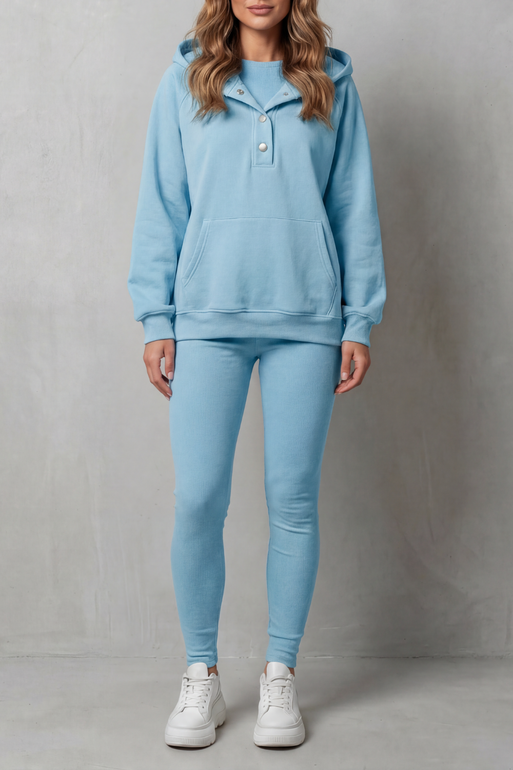 Thalina – Button detail hoodie – Cozy Relaxed Set-10490774618455-ZARA MAE LONDON