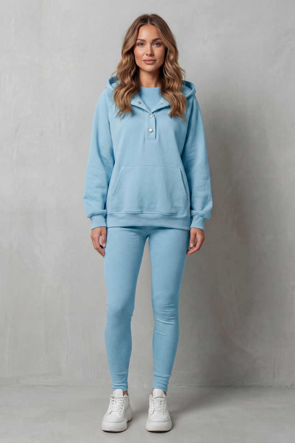 Thalina – Button detail hoodie – Cozy Relaxed Set-10490774618455-ZARA MAE LONDON