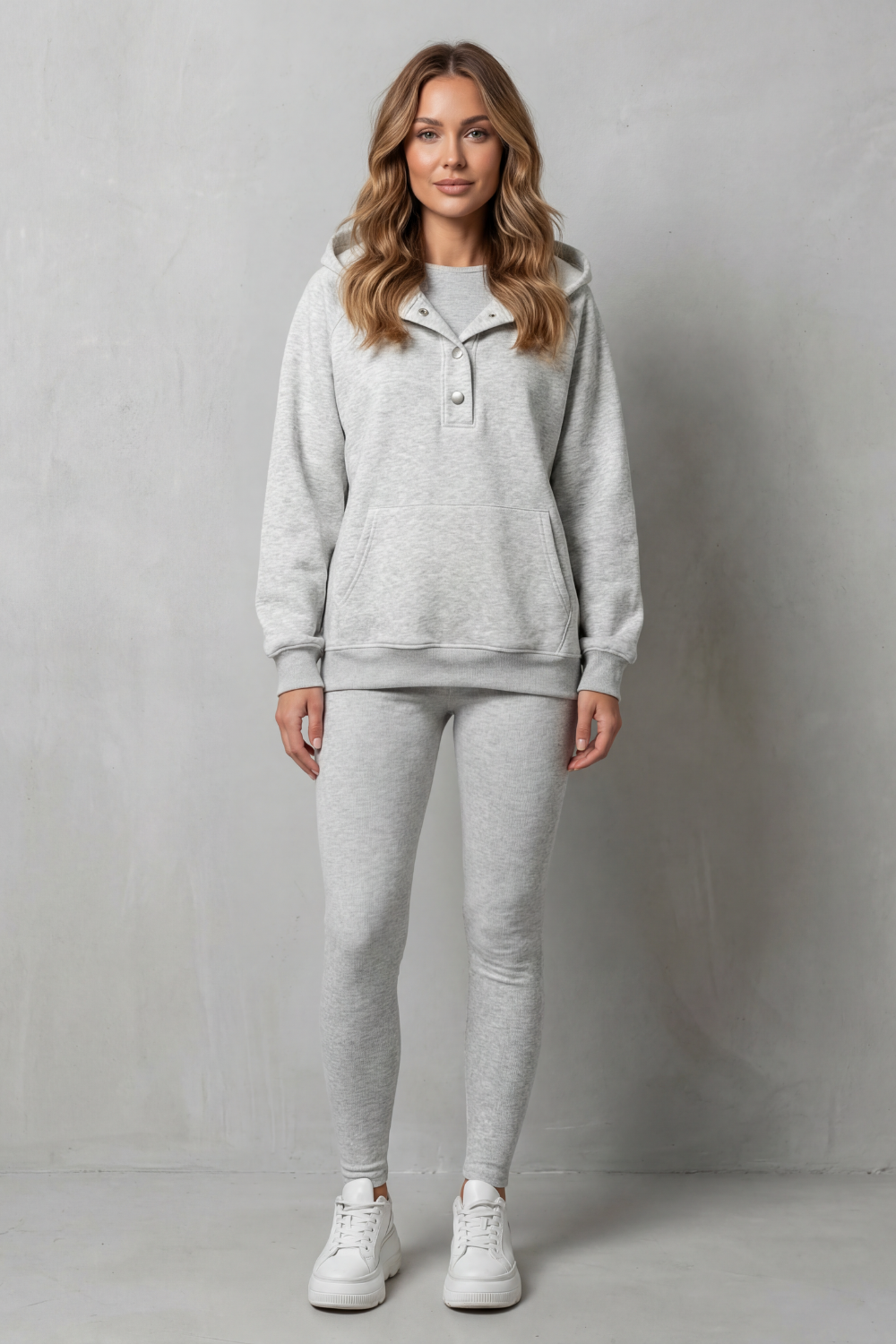 Thalina – Button detail hoodie – Cozy Relaxed Set-10490774618455-ZARA MAE LONDON