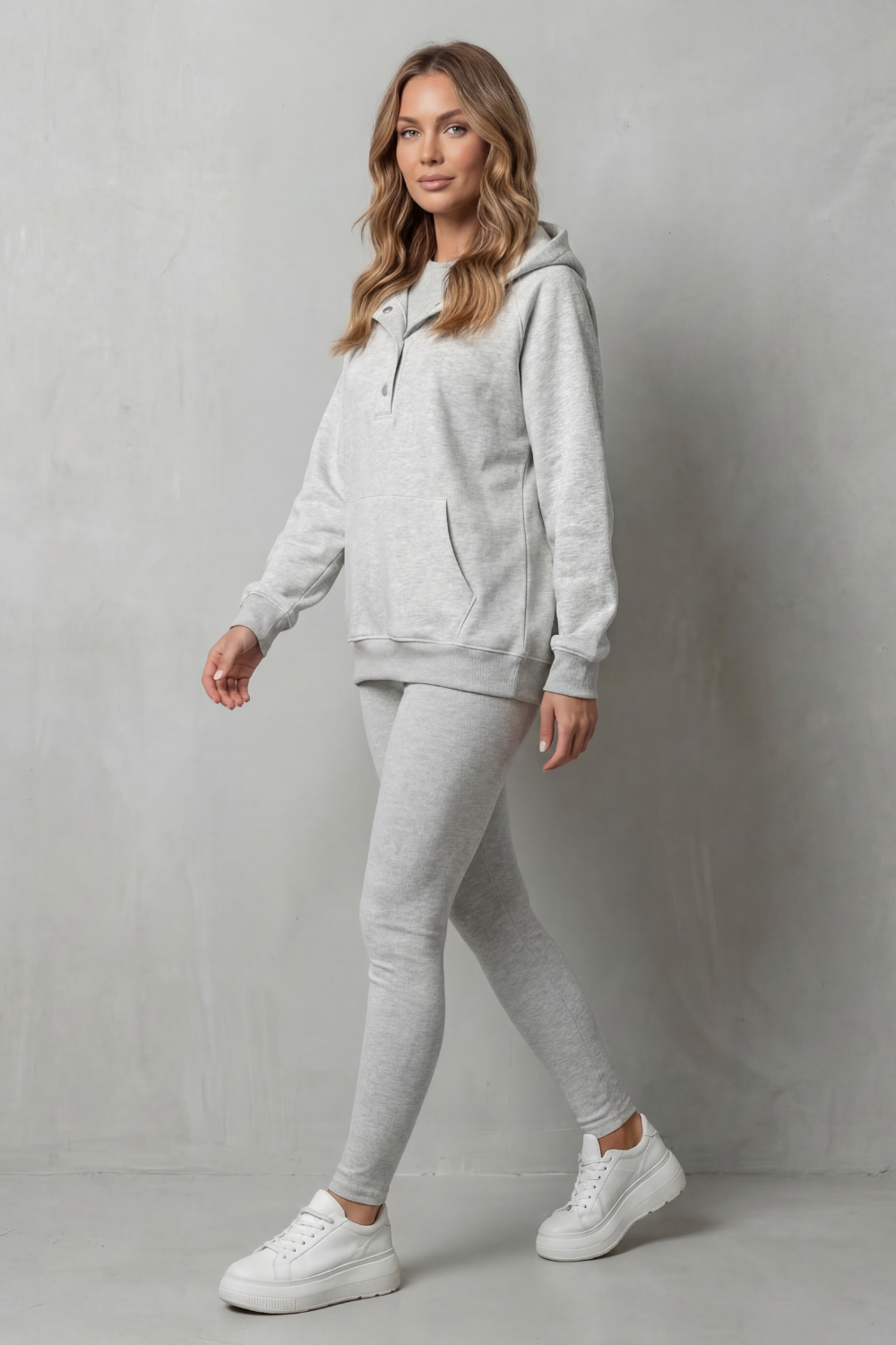 Thalina – Button detail hoodie – Cozy Relaxed Set-10490774618455-ZARA MAE LONDON