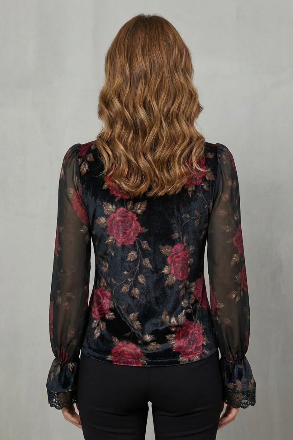 Théonie – Lace Cuff Velvet Blazer – Tailored Romantic Jacket-10497651835223-ZARA MAE LONDON