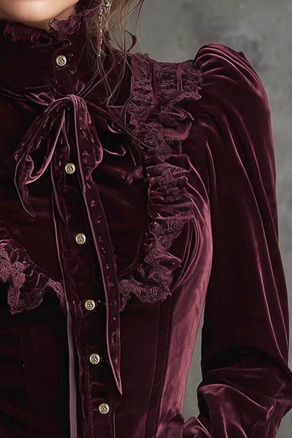 Vignoletta – Ruffled velvet lace – Victorian blouse-10434780397911-ZARA MAE LONDON