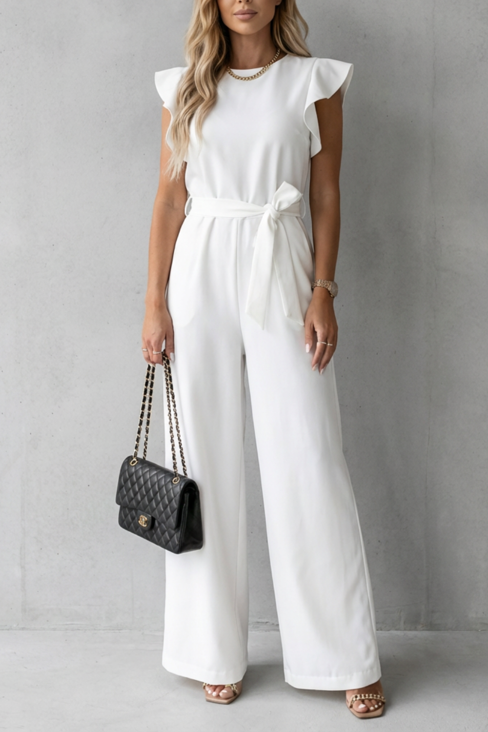 Virelle – Ruffle sleeve belted – Wide-leg jumpsuit-10510350418263-ZARA MAE LONDON