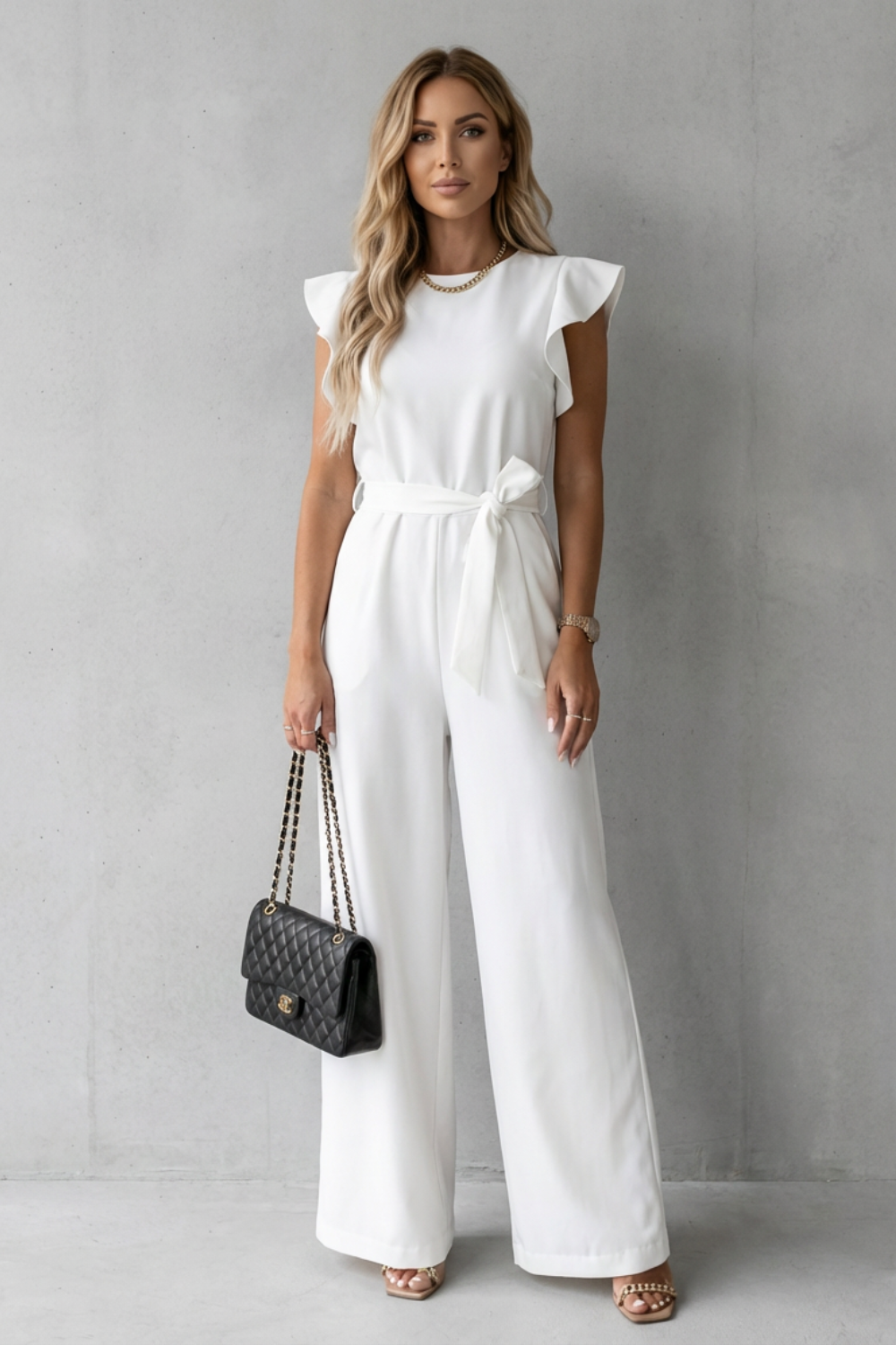 Virelle – Ruffle sleeve belted – Wide-leg jumpsuit-10510350418263-ZARA MAE LONDON