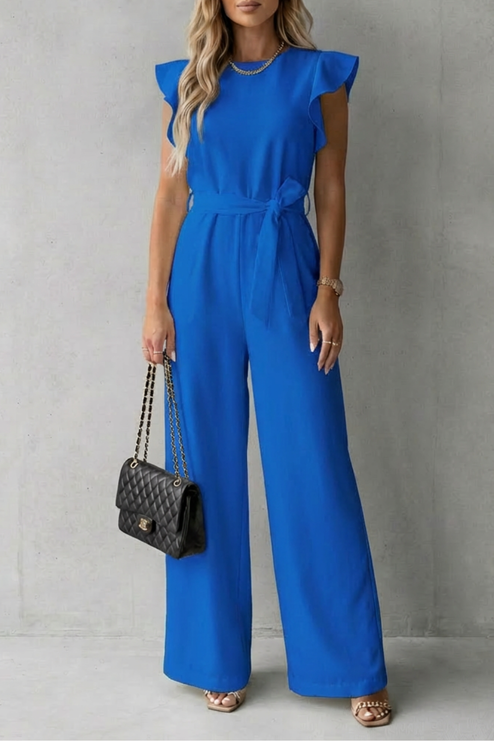Virelle – Ruffle sleeve belted – Wide-leg jumpsuit-10510350418263-ZARA MAE LONDON
