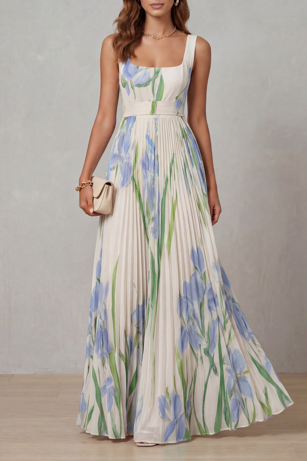 Vivienna – Watercolour floral – Pleated maxi dress-10490755514711-ZARA MAE LONDON